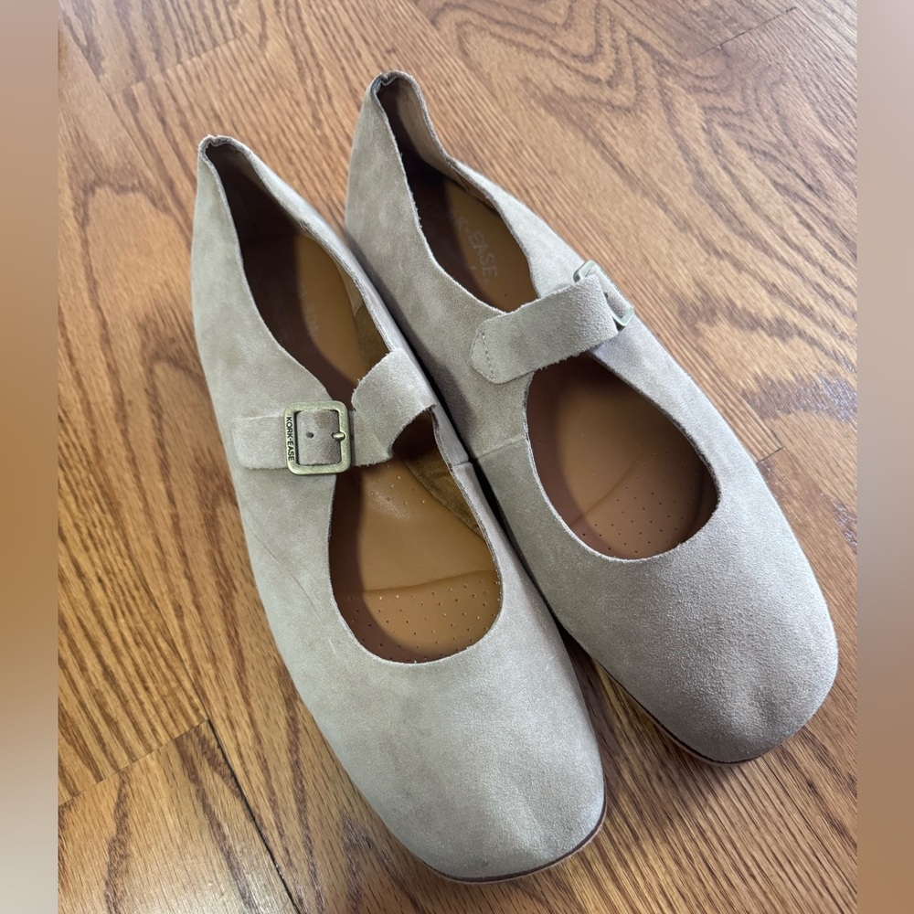 Kork-Ease Women's Suede Mary Jane Flats in Taupe